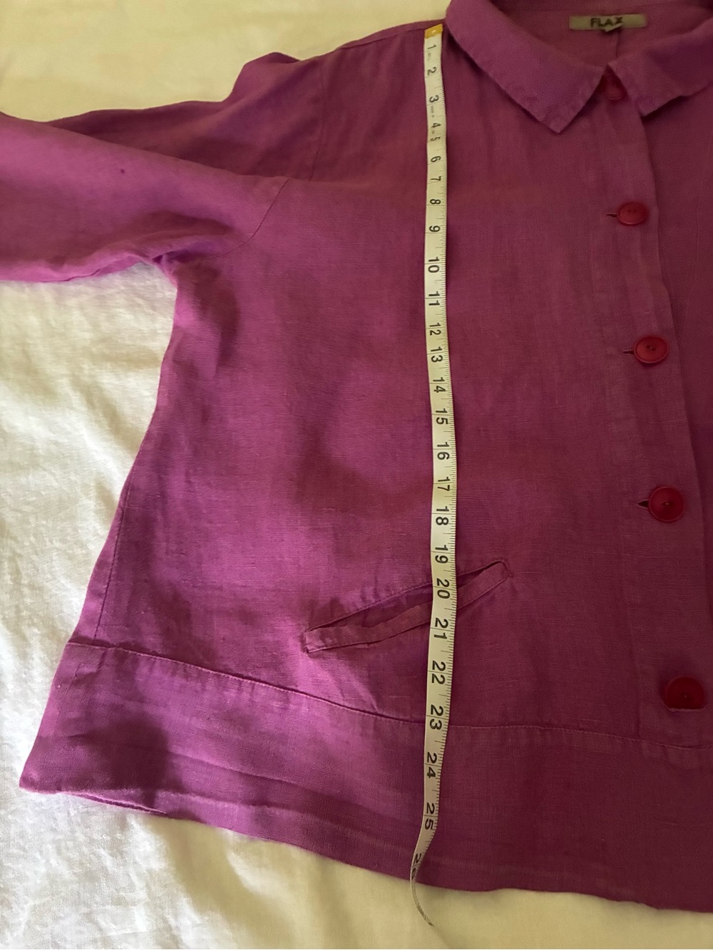 FLAX Fuchsia Linen Button-Up Jacket - Picture 5 of 6